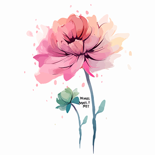 a single mothers day flower, use pastel colors only in waterbrush style, 2d clipart vector, minimalistic , hd, white background