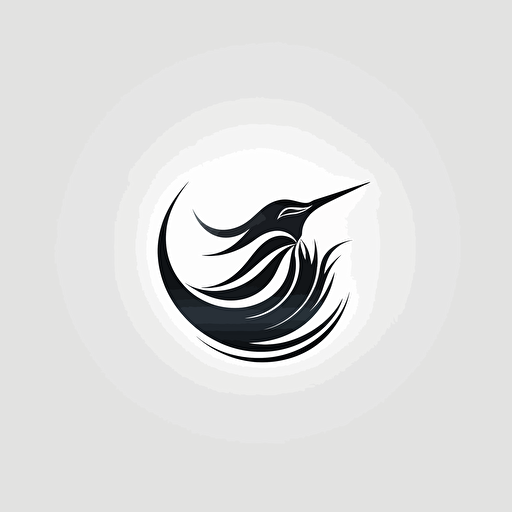 vector logo, symbolized bird, b&w