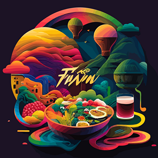 colorful vector art, multiverse of taiwanese food