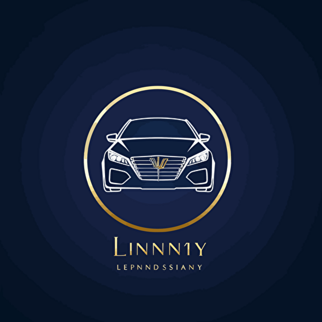 Logo design of luxury sedan symbol. the name of “Linh Vy”. Modern iconic logo write vector blue background.