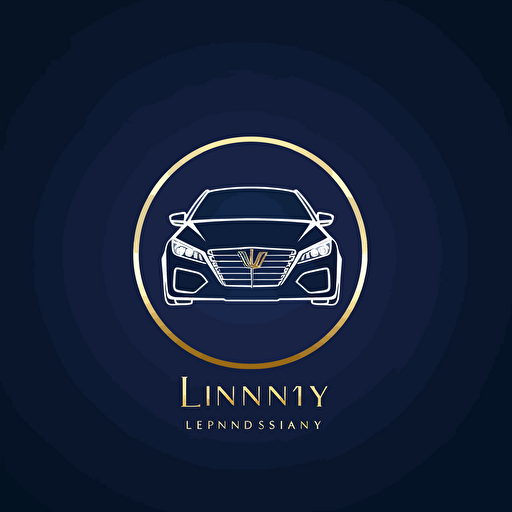 Logo design of luxury sedan symbol. the name of “Linh Vy”. Modern iconic logo write vector blue background.