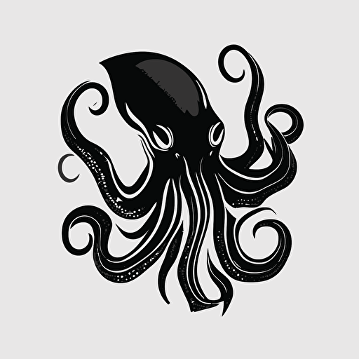 octopus, minimalistic, logo, black white, vector