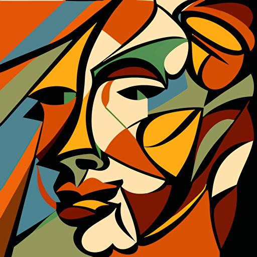 abstract face, cartoon, vector, 4:5