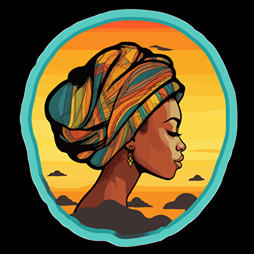 Africa, Sticker, chill, warm colours, contour, vector