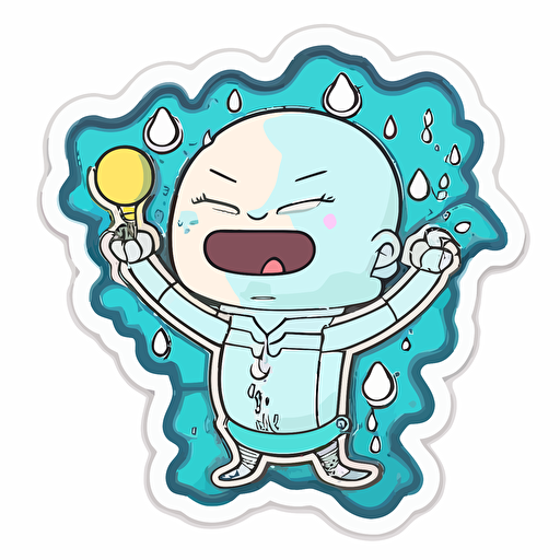 sticker, Happy Colorful Mr. Freeze, kawaii, contour, vector, white background
