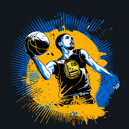 golden state warriors logo with Steph curry shooting 3 pointer, illustration art, vector image
