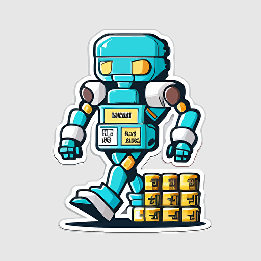 2d vector sticker emblem ai pharmacist half robot half human mascot dribble