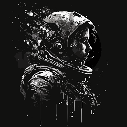dark ethereal black grunge astronaut, vector logo, high resolution ar 3:2