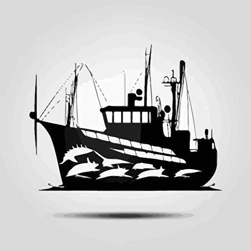 fishing ship silhouette symbol, simple, vector