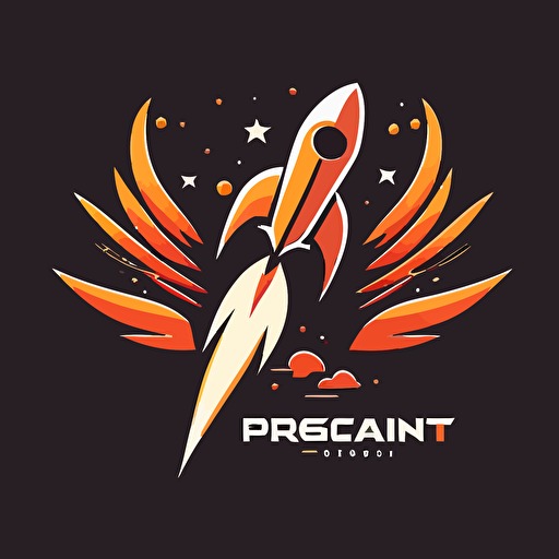 flat design rocket logo with phoenix wings. simple design. vector design.