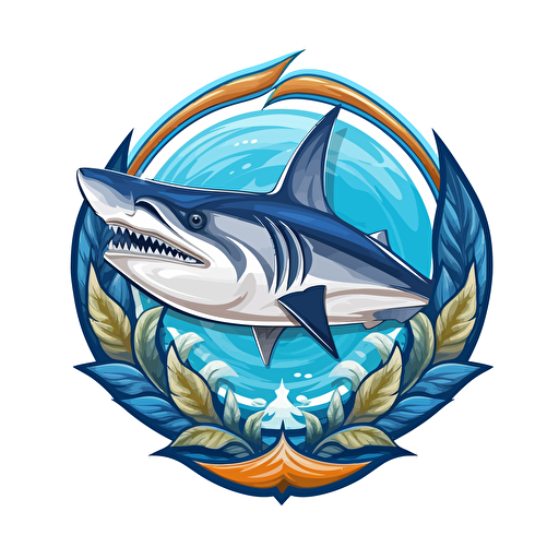 stylished logo, tail of shark, vector, tropical , oval