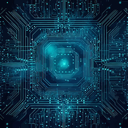 Quantum computer technologies concept. Futuristic blue circuit board background vector. Modern technology circuit board texture background design. Waves flow. Quantum explosion technology.