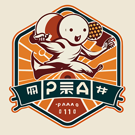 octopus Ping Pong Sumit, vector logo, action, japanese design style,