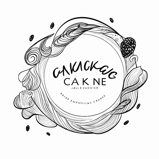 a vector black and white line drawing logo for a baking company. Baked Change: Savor my consciously crafted confections and know that you’re collaborating on a recipe for positive change. You may even feel the calm baked into each bite! Indulge with purpose. Bake Change! a vector black and white ink line drawing minimalist logo style. white background