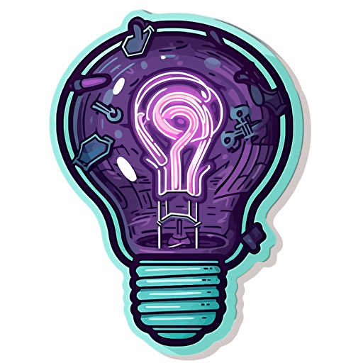 vector art style a light bulb with a dollar sign as the filament, giving off incandescent light, use blues and purples, in the style of Michael Parks, sticker