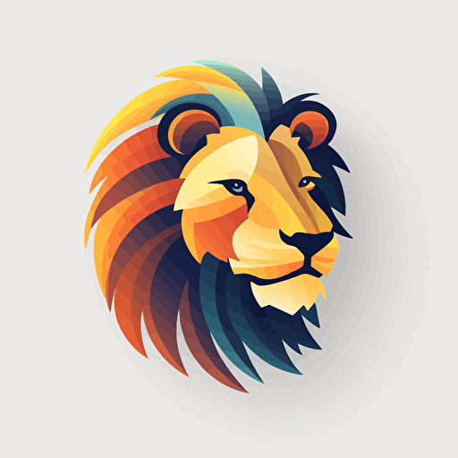 flat, vector, logo, lion head, facing right, modern, reliable colors,