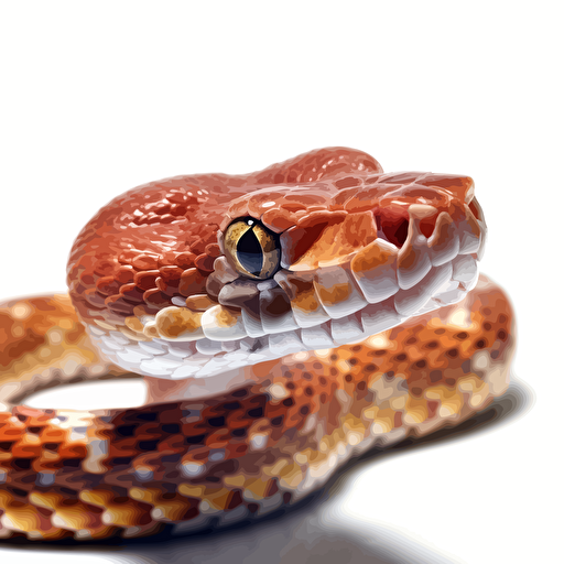 Corn Snake reptiles looking with head up straight in the camera, white bg, vector