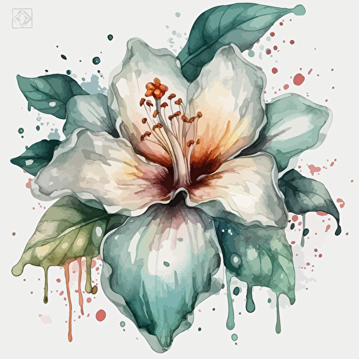 watercolor flower, detailed, cartoon style, 2d watercolor clipart vector, creative and imaginative, hd, white background