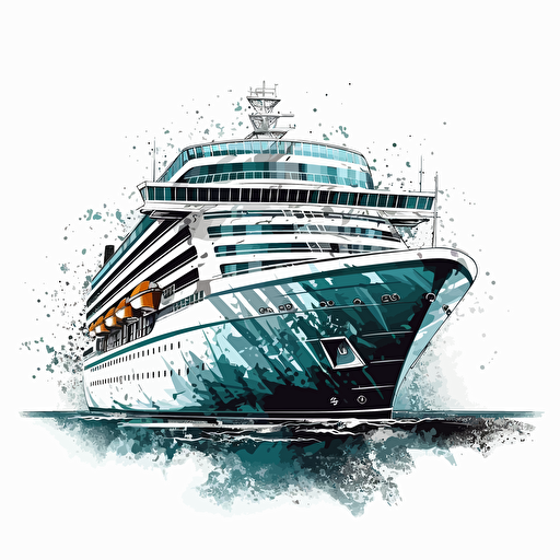 cruise ship, vector art, white background