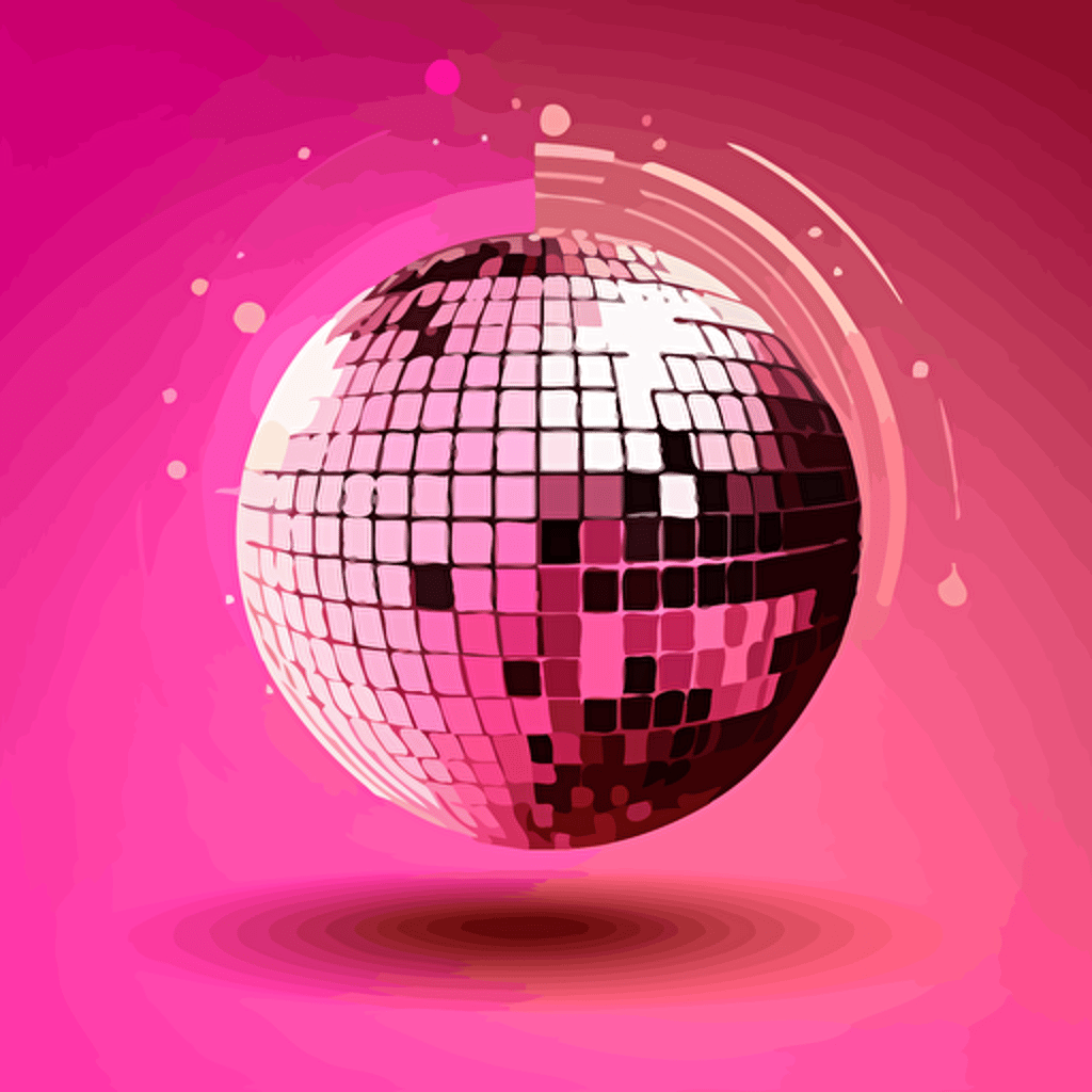 cute vector of disco ball on a pink background