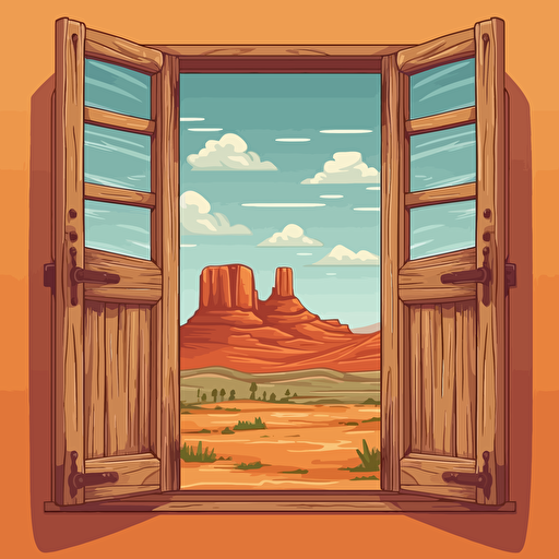 flat vector illustration of a western window and door