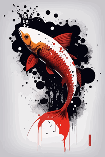 carp koi, vector illustration, minimalist,