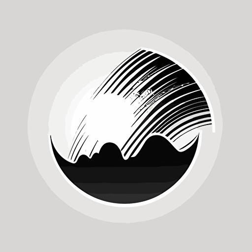 Simple abstract shapes, logo symbol, Sunrise over planet in space, extremely simple geometric shapes, stamp, black and white, vector, minimalistic,