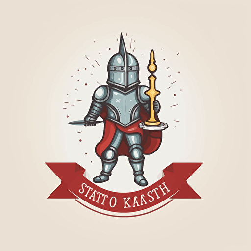 create a modern logo with two vector cakes featuring a light bulb and a knights armor. do it with the colors red, black, and white, with letters around it that says positive kids. for a company that promotes positive self-talke, self-actualization, resilience, and increases a child's potential for success.