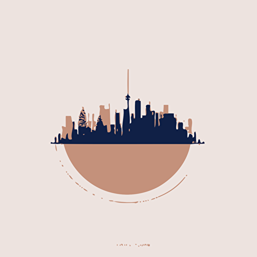 flat vector logo of circle, gradient, city skyline radio antenna, simple minimal, by Ivan Chermayeff