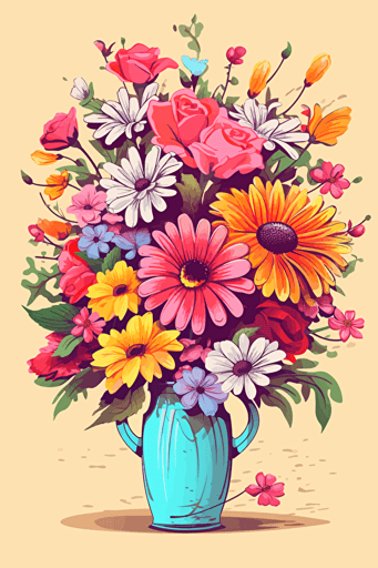 colorful svg vector drawing, a beautiful cat :: colorful svg vector drawing, a vase full of flowers