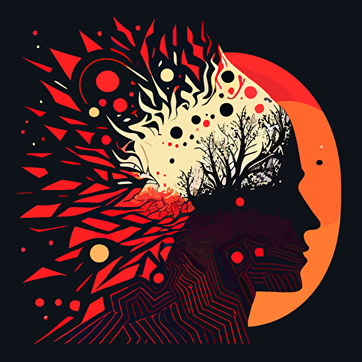 Fractal Mind, minimal vector art,
