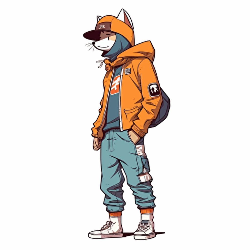 /Shiba Inu chav outfit, color palette, akira toriyama, dragon ball, chav outfit, side profile shot, cartoon 2d, cartoon anime, colors, surreal, Vector illustration, white background