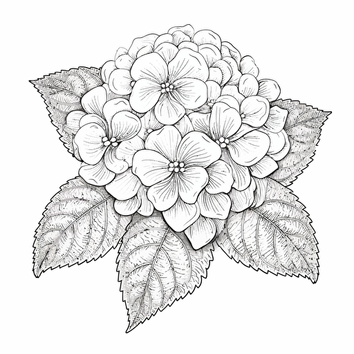 Hydrangea ignorant style No Shadow. Coloring page. Vector. Simple.