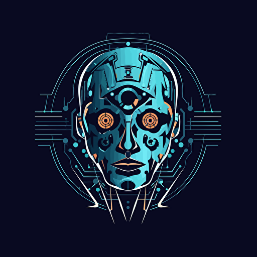 Artificial Intelligence Logo, sci-fi, vector art, minimalistic, simple