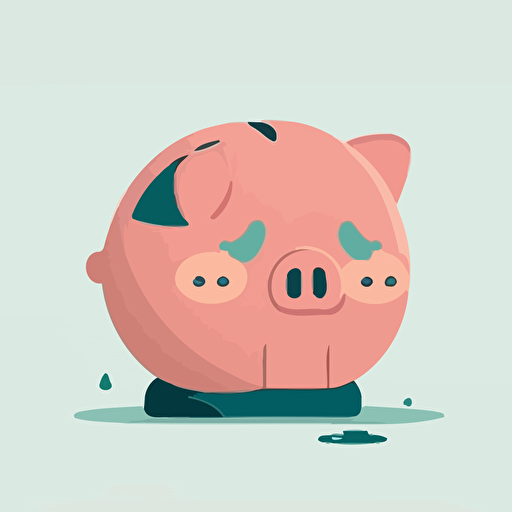 cute flat vector of worried piggy bank