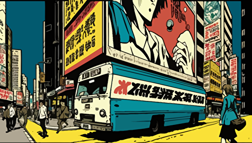 tokyo, a street scene in akihabara, manga commercials and billboards, manga comic style, vector illustration