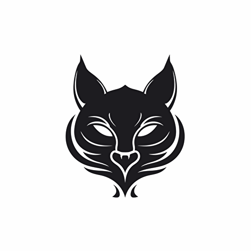 kitty logo, minimalist, deep dark vector on white background, luxurious, simple, black and white