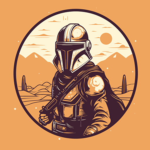 Bounty hunter in the desert, vector, vector logo, emblem, simple