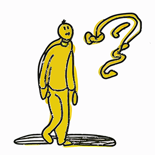 yellow vector line drawing clip art, a person asking someone for help