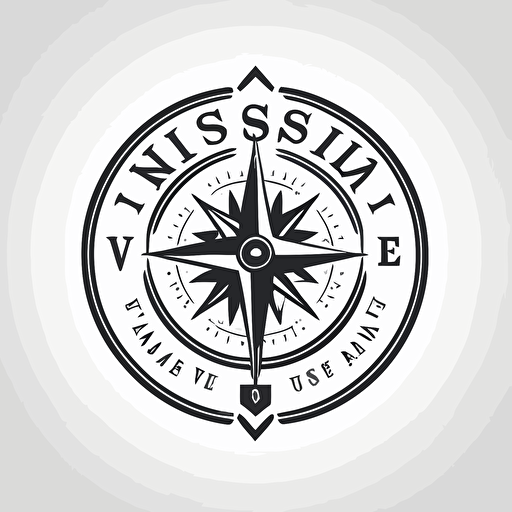 simple flat logo of the wise compass. White background, vector style