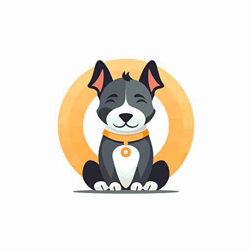 simple logo of a meditate dog, collared, retro cartoon style, dribbble, flat 2d, vector style, company logo, white background