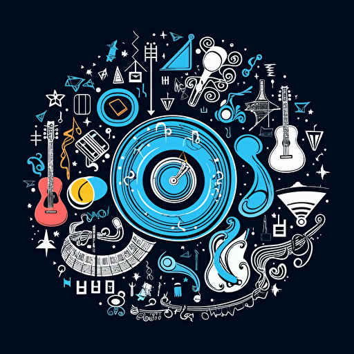 vector frame for youtube channel with musical symbols in the line