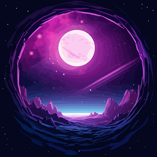 An anime landscape space circle purple light vector