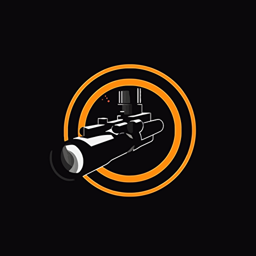a camera lens fussed with a gun sight , logo style , game logo. modern, vector.