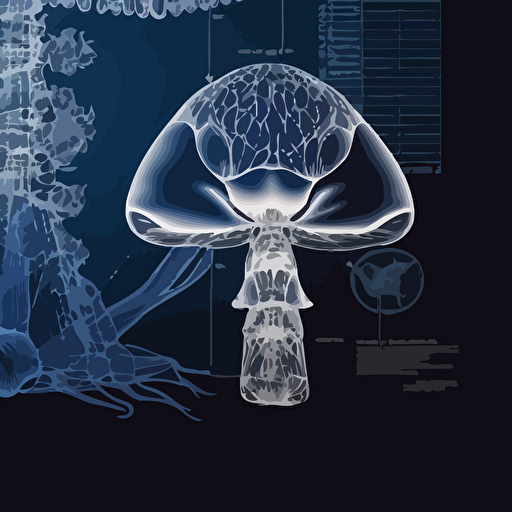 vector mushroom xray and blueprint