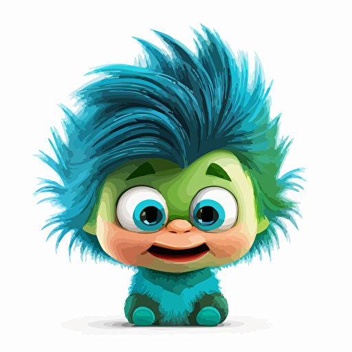 A saturated colorfull baby fur avatar, goofy looking, smiling, white background, vector art , pixar style