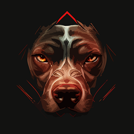 iconic logo of a pitbull with x in eyes, vector, on black bakground