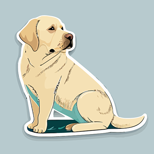 cute labrador retriever flat vector, sticker