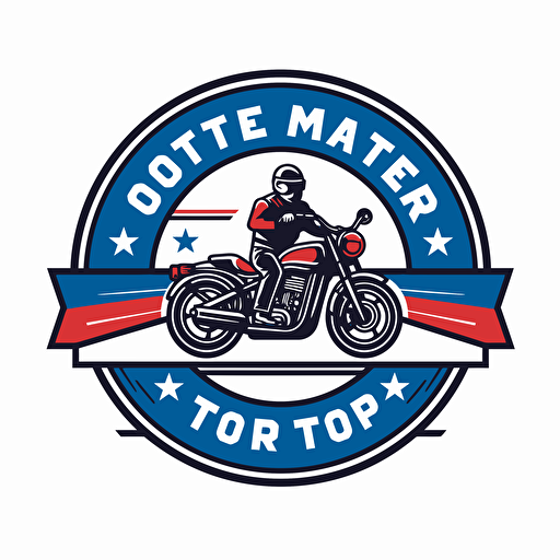 modern logo for Doctor motorcyle part store. Simple, black, red and blue, Vector, Flat, Icon, white background,