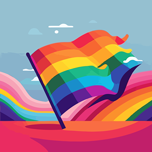 Flat color illustration, vector art, rainbow flag